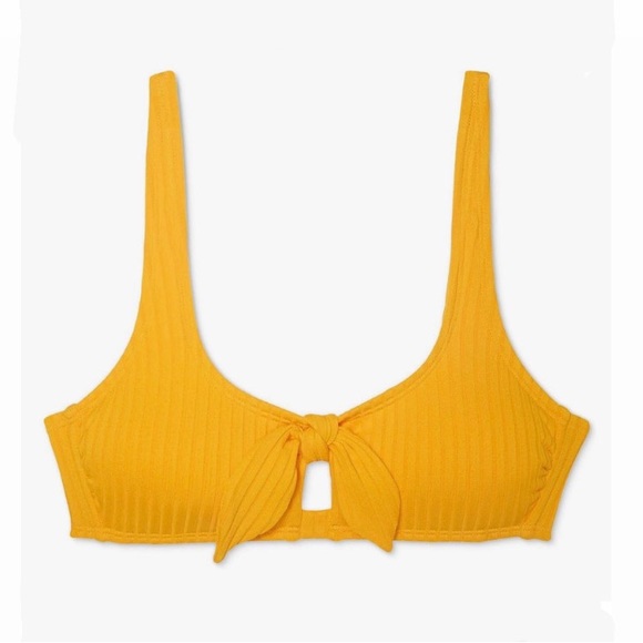 Target Yellow Ribbed Swimsuit Bikini Top - Picture 1 of 15